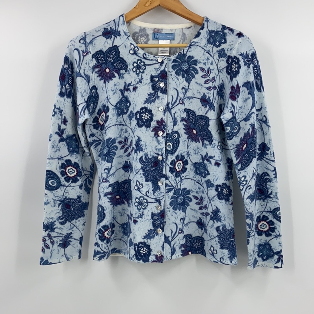 Classic Elements Soft Button Front Blue Pattern S… - image 4
